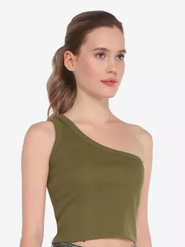 Кроп - топ на одно плечо CALZETTI (хлопок), Зеленый