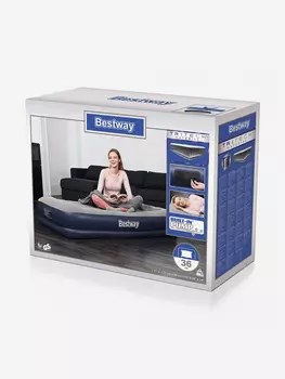 Кровать Bestway 67723 надувная 97х191х36см с подголовником с встроенным насосом 220В, Серый