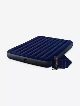 Кровать надувная 64765 DURA-BEAM CLASSIC DOWNY, King, 152x203x25 см, флок+ручной насос+надув.подушки(2 шт.), Синий