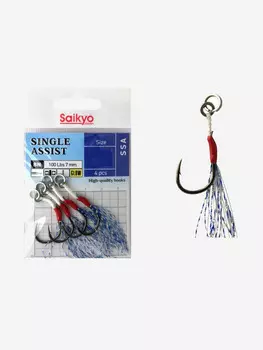 Крючки для рыбалки одинарные ассист Saikyo SINGLE ASSIST SSA ( 1 упк. по 4 шт), Серый