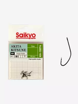 Крючки для рыбалки одинарные Saikyo KH-10074 BN AKITA KITSUNE ( 1 упк. по 10 шт.), Черный