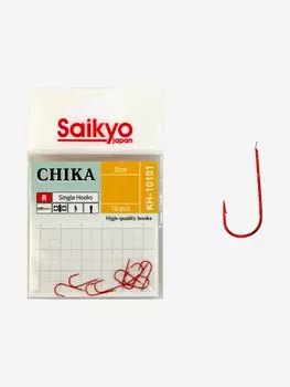 Крючки для рыбалки одинарные Saikyo KH-10101 R CHIKA ( 1 упк. по 10 шт.), Красный