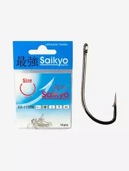 Крючки для рыбалки одинарные Saikyo KH-11004 Crystal Ni ( 1 упк. по 10шт.), Серебряный