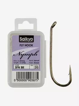 Крючки для рыбалки одинарные Saikyo KH-72470 Nymph BR ( упк. по 20шт.), Коричневый