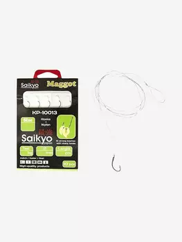 Крючки для рыбалки одинарные Saikyo KP-10013 Maggot BN c поводками ( 1 упк. по 10шт.), Серый