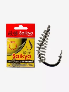 Крючки для рыбалки одинарные Saikyo с пружиной KHS-10085 ( 1 упк. по 10шт.), Серый