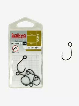 Крючки для рыбалки одинарные Saikyo SS075-BN IN-LINE EYE (1 упк. по 5 шт.), Серый