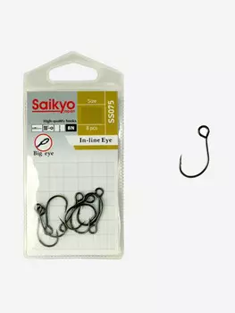 Крючки для рыбалки одинарные Saikyo SS075-BN IN-LINE EYE (1 упк. по 8 шт.), Серый