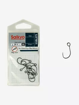 Крючки для рыбалки одинарные Saikyo SS075-BN IN-LINE EYE (1 уп. по 10 шт.), Серый