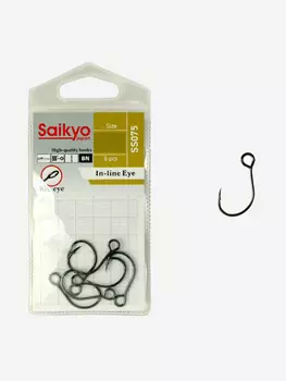 Крючки для рыбалки одинарные Saikyo SS075-BN IN-LINE EYE (1 упк. по 6 шт.), Серый