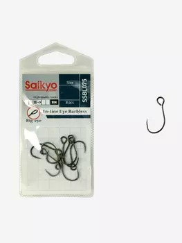 Крючки для рыбалки одинарные Saikyo SSBL075-BN IN-LINE EYE BARBLESS (1 упк. по 8 шт.), Серый