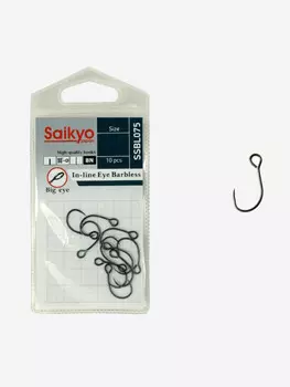 Крючки для рыбалки одинарные Saikyo SSBL075-BN IN-LINE EYE BARBLESS (1 упк. по 10 шт.), Серый