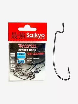 Крючки для рыбалки офсетные Saikyo BS-2331 Worm BN ( 1 упк. по 10шт.), Серый