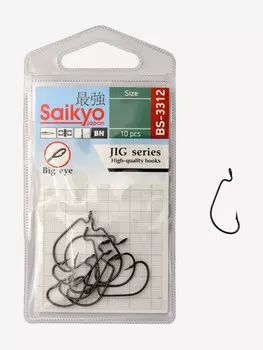 Крючки для рыбалки офсетные Saikyo BS-3312 BN ( 1 упк. по 10шт.), Серый