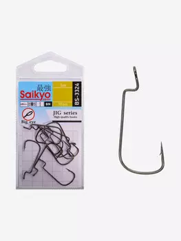 Крючки для рыбалки офсетные Saikyo BS-3324 BN ( 1 упк. по 10шт.), Серый