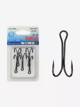 Крючки для рыбалки Saikyo двойные KH-1145 BN ( упк. по 5шт.), Черный
