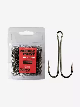 Крючки для рыбалки Saikyo двойные Long Shank KH-11040 BN ( упк. по 100шт.), Серый