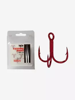 Крючки для рыбалки Saikyo тройные 6063-1X-CP R ( упк. по 10шт.), Красный