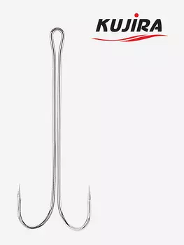 Крючки Kujira 521 BN № 6 (10 шт.) двойник с длинным цевьем, Серебряный
