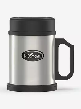 Кружка Биосталь 330 мл с крышкой, Серебряный