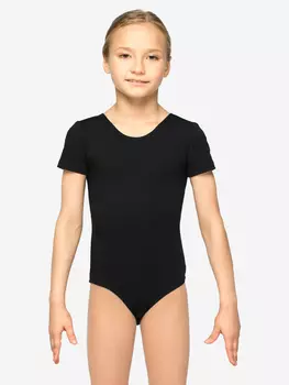 Купальник гимнастический детский ВСПЛЕСК рукав-футболка, Черный