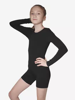 Купальник гимнастический с шортиками для девочек Dolphin Factory, Черный