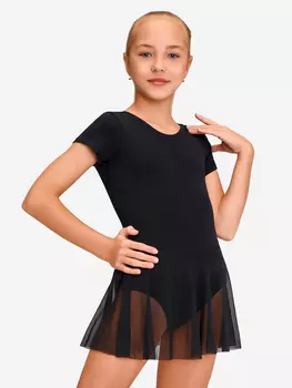 Купальник гимнастический с юбкой для девочек Dolphin Factory, Черный