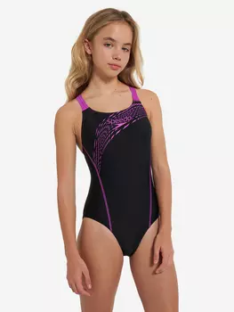 Купальник слитный для девочек Speedo Medley Logo, Черный