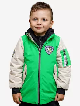 Куртка-бомбер для мальчика batik Марек ярко-зеленый/экрю, Мультицвет