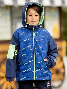 Куртка-бомбер для мальчика batik Вайбс принт синий, Синий