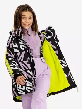 Куртка демисезонная с капюшоном и манжетами-митенками мультицвет для девочки Button Blue, Мультицвет