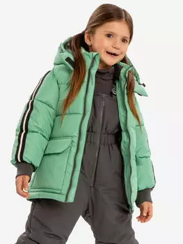 Куртка для девочки демисезонная с капюшоном зеленая детская Button Blue, Зеленый