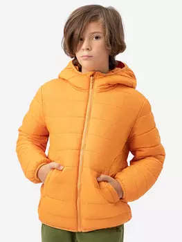 Куртка для мальчика демисезонная базовая с капюшоном оранжевая Button Blue, Оранжевый