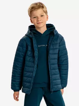 Куртка для мальчика с капюшоном демисезонная стеганая синяя детская Button Blue, Синий