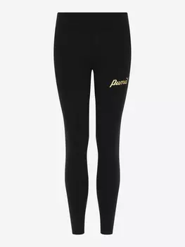 Легинсы для девочек PUMA ESS+ Script Metallic, Черный