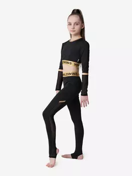 Легинсы для гимнастики для девочки WILDWINS, Черный