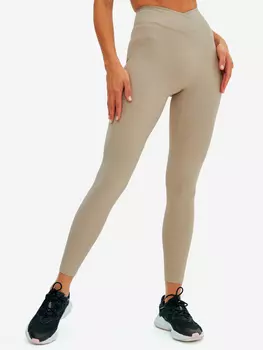 Легинсы в рубчик v-образным поясом, Бежевый