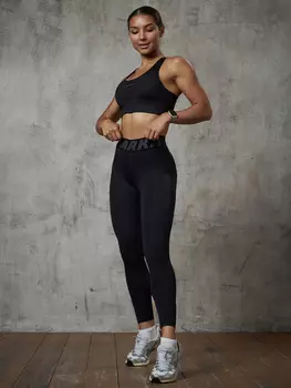 Легинсы женские спортивные BARKA, лосины для спорта, тайтсы, Черный