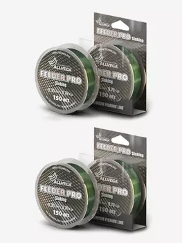 Леска ALLVEGA Feeder Pro, набор 2 штуки по 150м 0,30мм (9,78кг) тёмно-зелёная, тонущая, Зеленый
