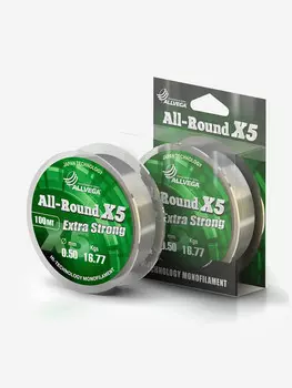 Леска монофильная ALLVEGA "All-Round X5" 100м 0.50мм (16.77кг) прозрачная, Белый