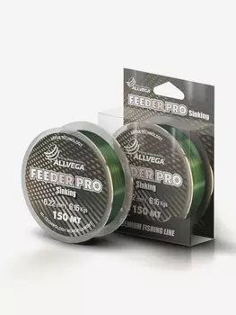 Леска монофильная ALLVEGA "Feeder Pro" 150м 0,22мм (6,15кг) тёмно-зелёная, тонущая, Зеленый