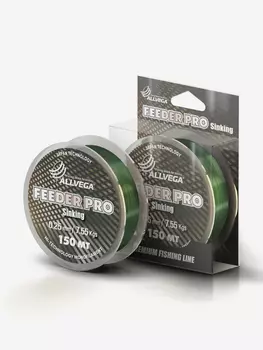 Леска монофильная ALLVEGA "Feeder Pro" 150м 0,25мм (7,55кг) тёмно-зелёная, тонущая, Зеленый