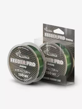 Леска монофильная ALLVEGA "Feeder Pro" 150м 0,25мм (7,55кг) тёмно-зелёная, тонущая, Зеленый