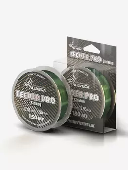 Леска монофильная ALLVEGA "Feeder Pro" 150м 0,18мм (3,95кг) тёмно-зелёная, тонущая, Зеленый