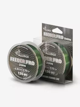 Леска монофильная ALLVEGA "Feeder Pro" 150м 0,30мм (9,78кг) тёмно-зелёная, тонущая, Зеленый