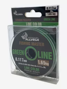 Леска монофильная ALLVEGA "Fishing Master" 30м 0,117мм (1,65кг) зеленая NEW, Зеленый