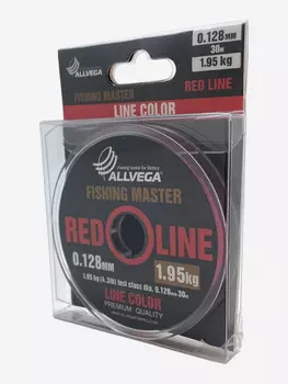 Леска монофильная ALLVEGA "Fishing Master" 30м 0,128мм (1,95кг) рубиновая NEW, Красный