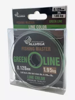 Леска монофильная ALLVEGA "Fishing Master" 30м 0,128мм (1,95кг) зеленая NEW, Зеленый