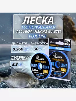 Леска монофильная ALLVEGA "Fishing Master" 30м 0,260мм (5,3кг) голубая, Голубой