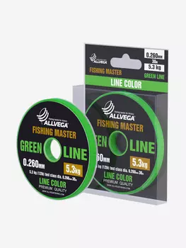 Леска монофильная ALLVEGA "Fishing Master" 30м 0,260мм (5,3кг) зеленая, Зеленый